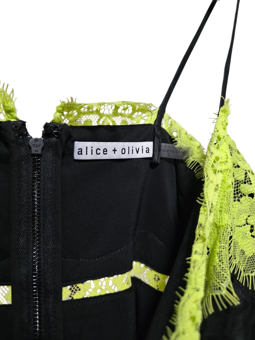 Alice + Olivia Zaira Empire Waist Green Lace Trim Dress Size 2 - Picture 6 of 9